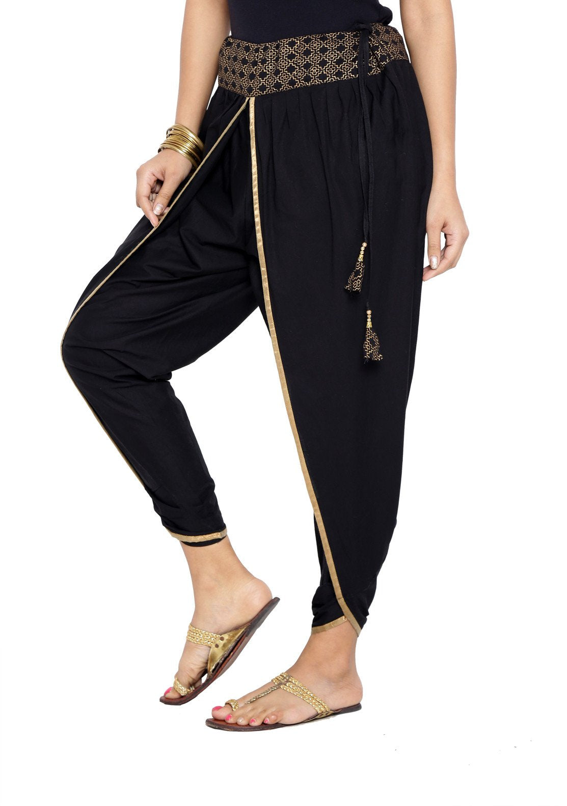Buy Tabard Cotton Solid Black Dhoti online